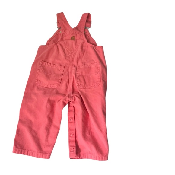 Carhartt Baby Girl pink overalls Sz.9M cotton adjustable strap - Picture 6 of 7